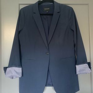 Navy Long and lean fit washable wool blend blazer